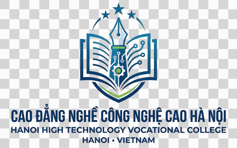 Logo Cao đẳng nghề Công nghệ cao Hà Nội kết hợp hình ảnh cây bút và trang sách