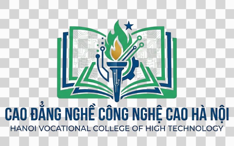 Logo Cao đẳng nghề Công nghệ cao Hà Nội kết hợp hình ảnh ngọn đuốc tri thức