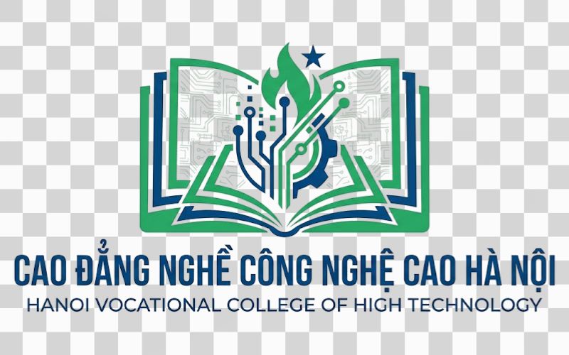 Logo Cao đẳng nghề Công nghệ cao Hà Nội kết hợp hình ảnh quyển sách