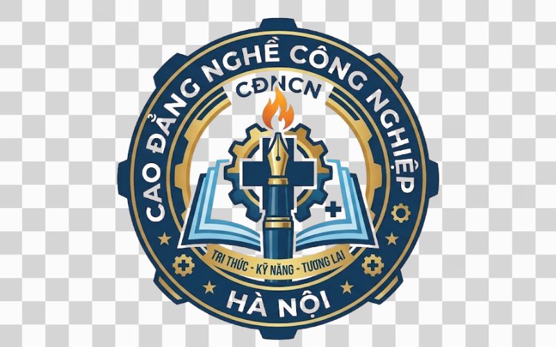 Logo Cao đẳng nghề Công nghiệp Hà Nội kết hợp hình ảnh chữ thập y tế