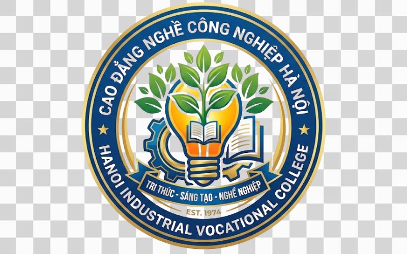 Logo Cao đẳng nghề Công nghiệp Hà Nội kết hợp hình ảnh mầm cây phát triển