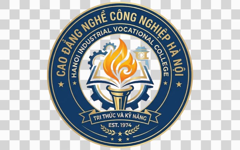 Logo Cao đẳng nghề Công nghiệp Hà Nội kết hợp hình ảnh ngọn đuốc tri thức