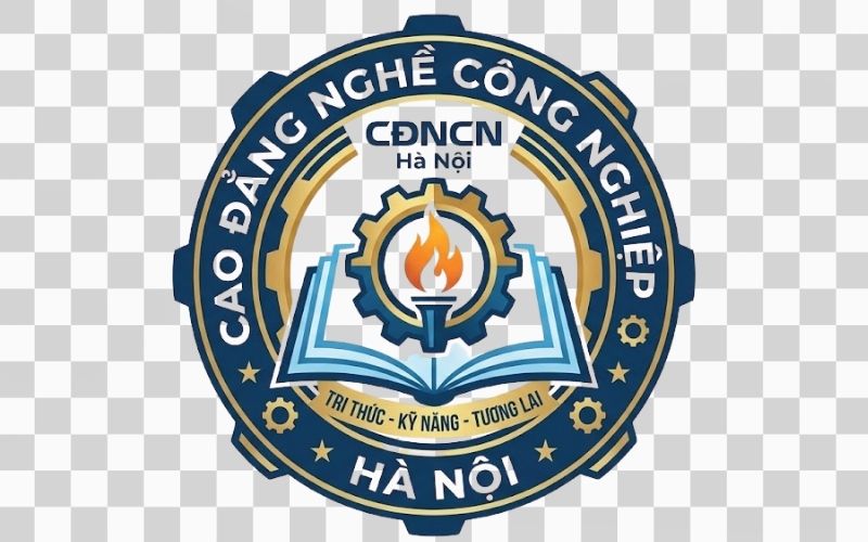Logo Cao đẳng nghề Công nghiệp Hà Nội kết hợp hình ảnh quyển sách tri thức