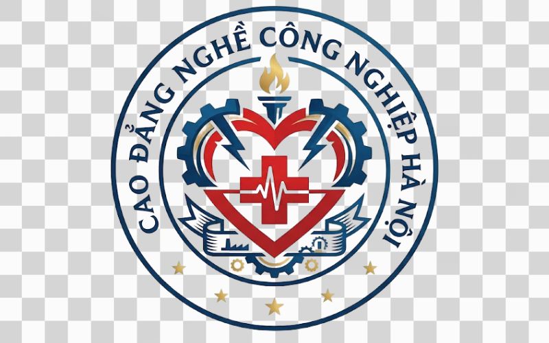 Logo Cao đẳng nghề Công nghiệp Hà Nội kết hợp hình ảnh trái tim và sức khỏe
