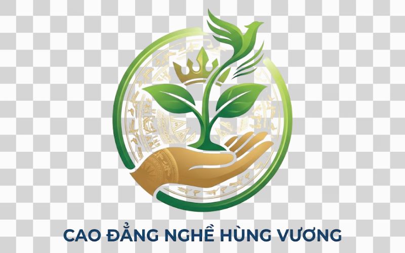 Logo Cao đẳng nghề Hùng Vương kết hợp quyển sách và cánh chim