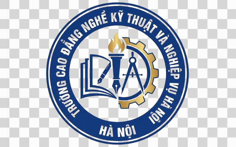 Logo Cao đẳng nghề Kỹ thuật và Nghiệp vụ Hà Nội kết hợp biểu tượng giáo dục