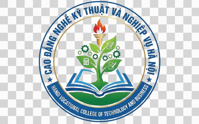 Logo Cao đẳng nghề Kỹ thuật và Nghiệp vụ Hà Nội kết hợp mầm cây tri thức