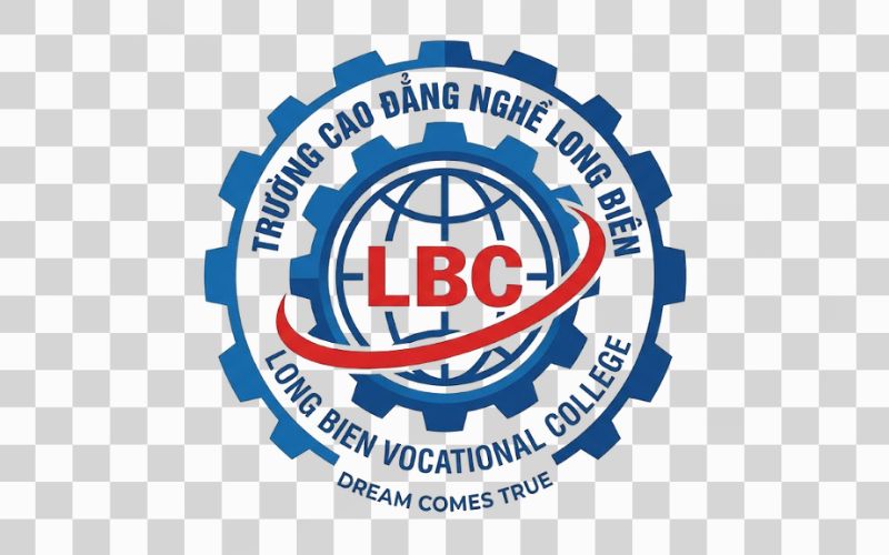 Logo Cao đẳng nghề Long Biên kết hợp hình ảnh bánh răng