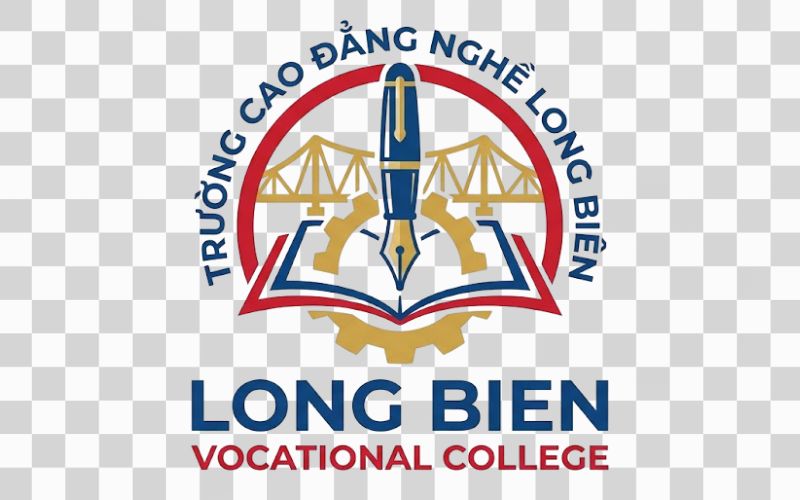 Logo Cao đẳng nghề Long Biên kết hợp hình ảnh cây bút