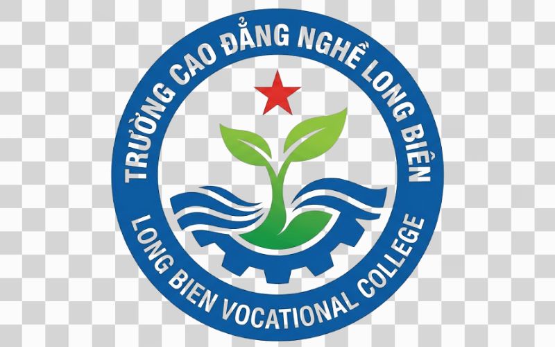 Logo Cao đẳng nghề Long Biên kết hợp hình ảnh mầm cây