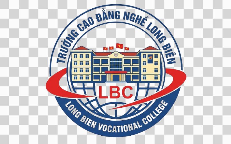 Logo Cao đẳng nghề Long Biên kết hợp hình ảnh ngôi trường