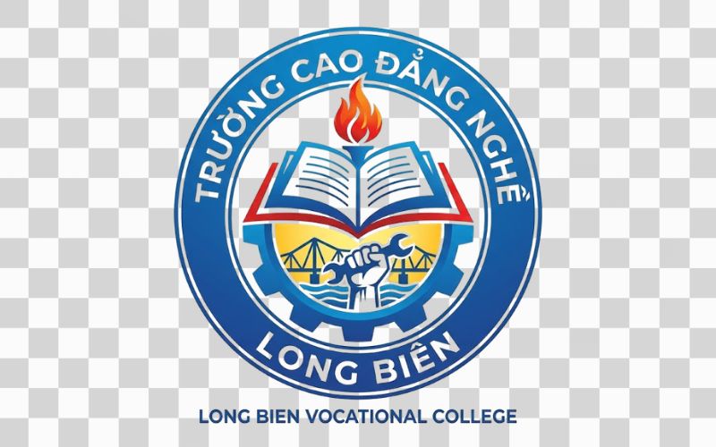Logo Cao đẳng nghề Long Biên kết hợp hình ảnh tri thức và học tập