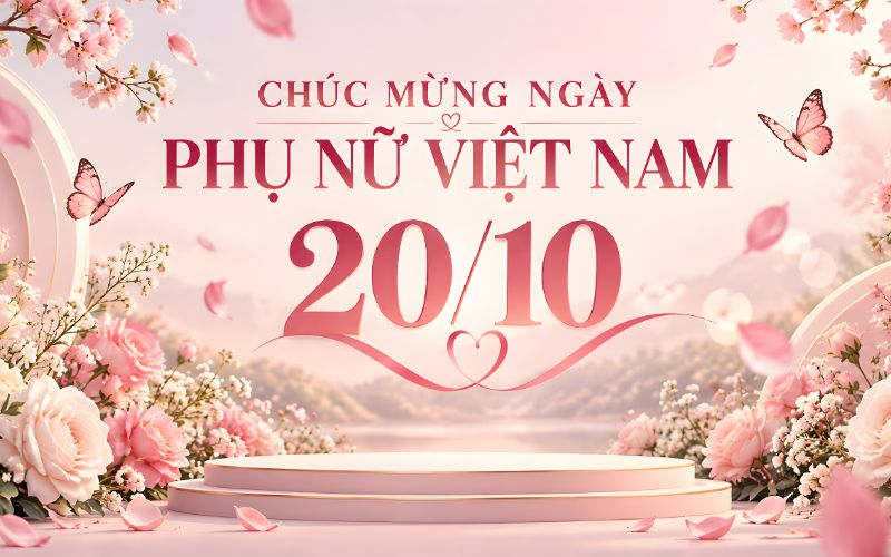 Ảnh 20/10 sắc hồng với hoa và cánh bướm