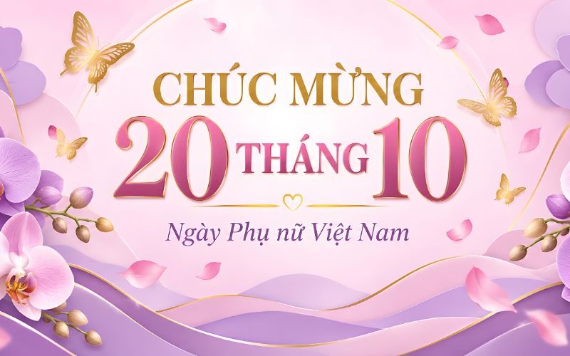 Ảnh 20/10 sắc hồng với hoa và cánh bướm