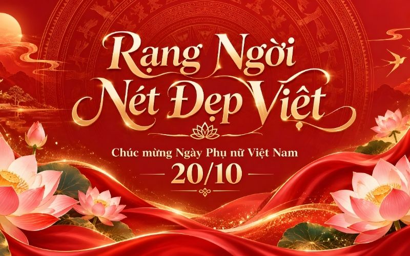 Ảnh chúc mừng 20/10 tông đỏ vàng sang trọng