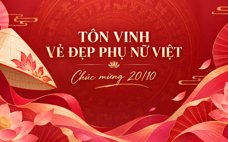 Ảnh chúc mừng 20/10 tông đỏ vàng sang trọng