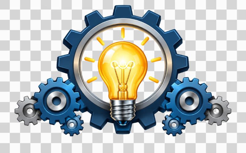 Bánh răng vector kết hợp bóng đèn sáng tạo