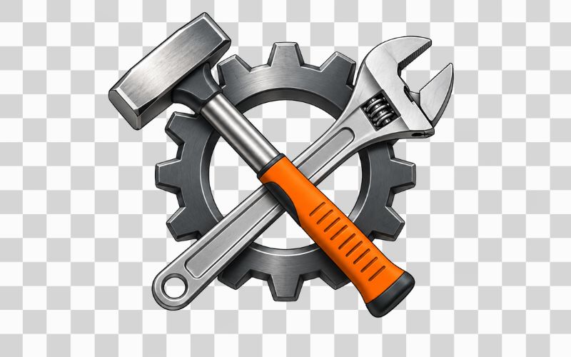 Bánh răng vector kết hợp búa và dụng cụ cơ khí