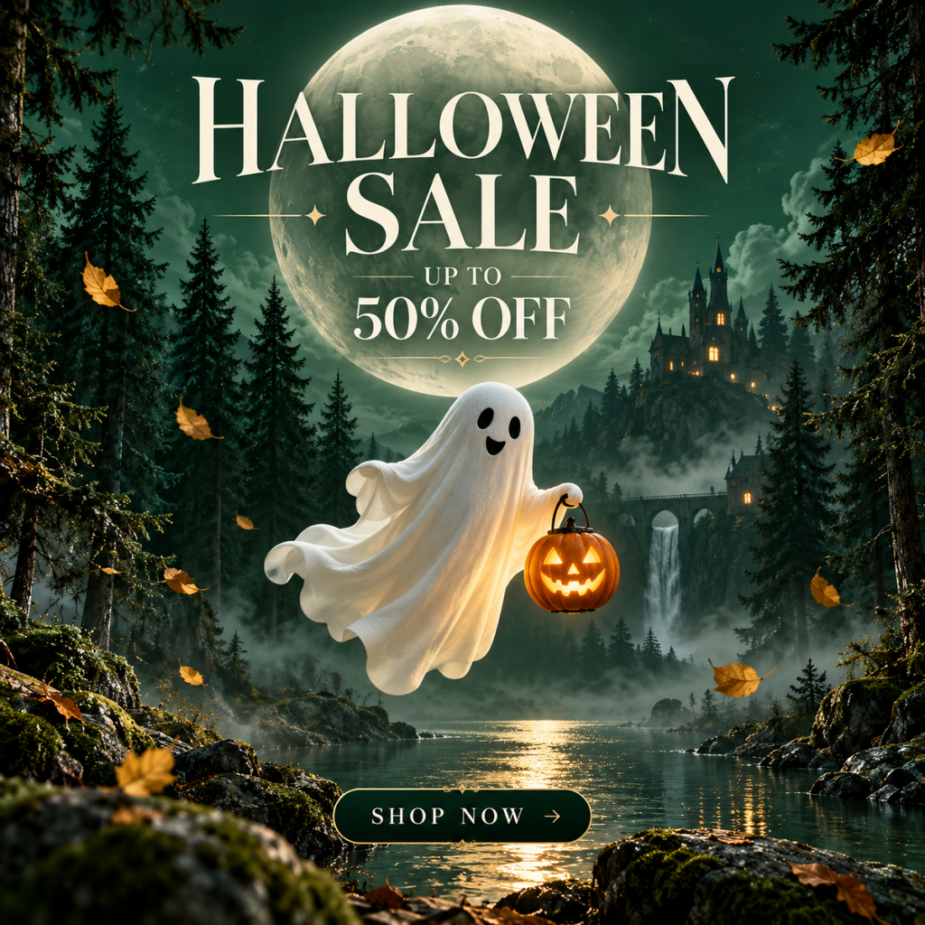 Banner Halloween vector bóng ma cầm đèn bí ngô
