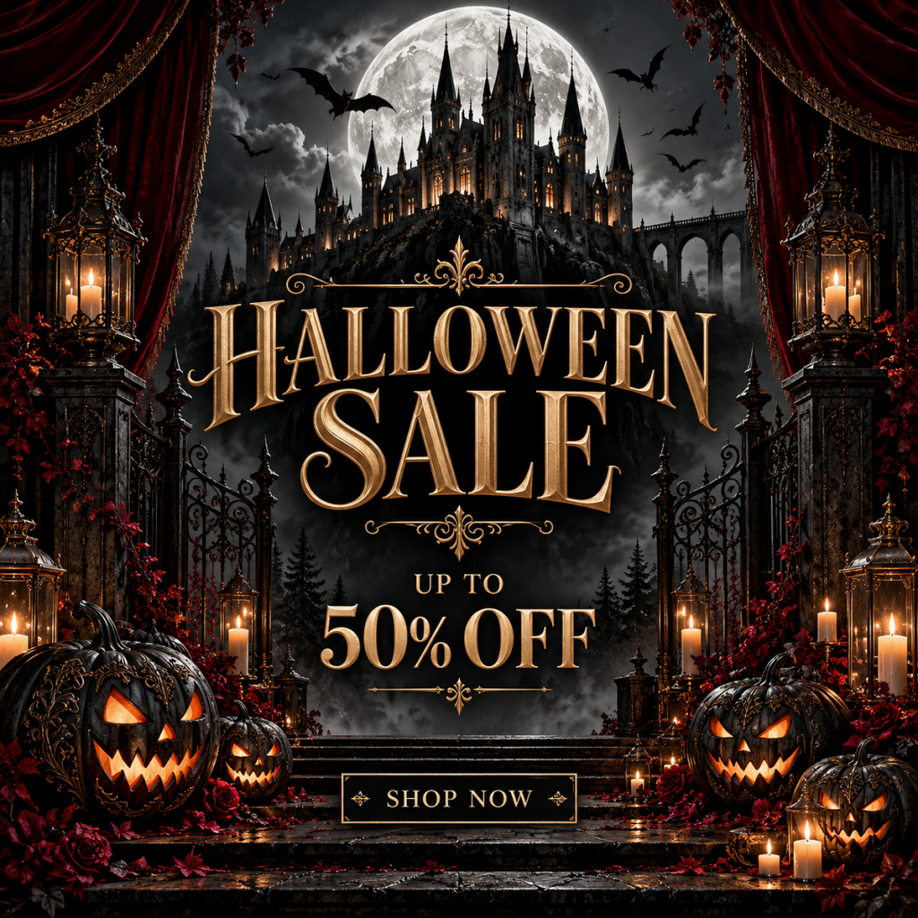 Banner Halloween vector lâu đài ma bí ẩn
