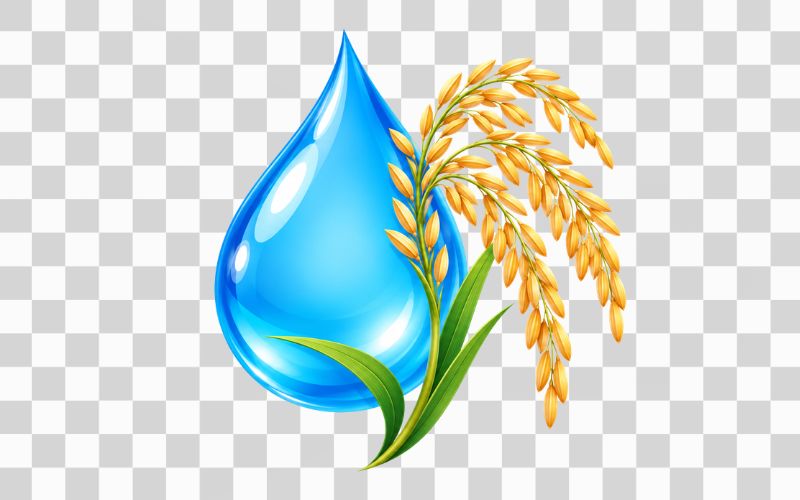 Giọt nước kết hợp bông lúa