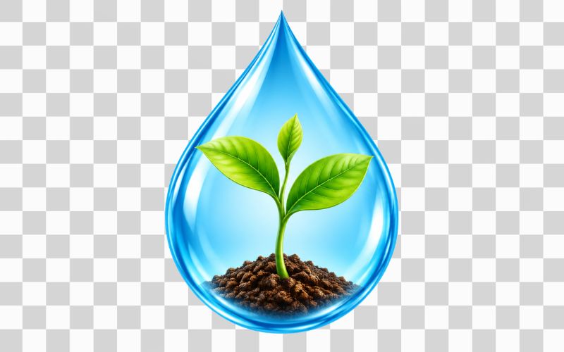 Giọt nước kết hợp cây non