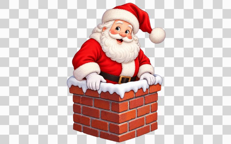 Hình ông già Noel chui qua ống khói