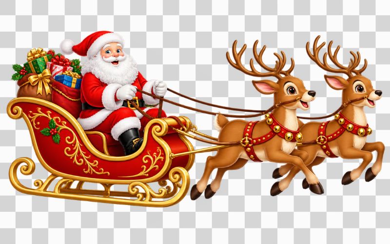 Hình ông già Noel cưỡi xe tuần lộc
