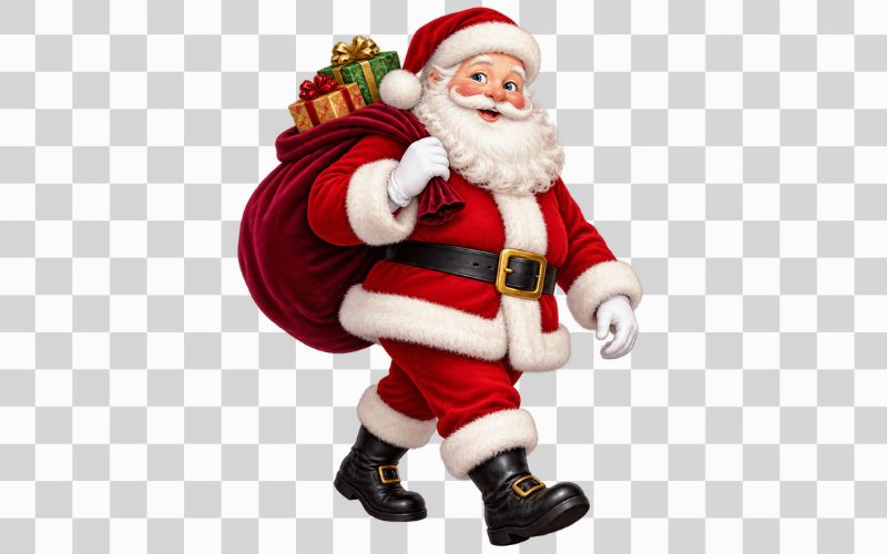 Hình ông già Noel mang túi quà trên vai