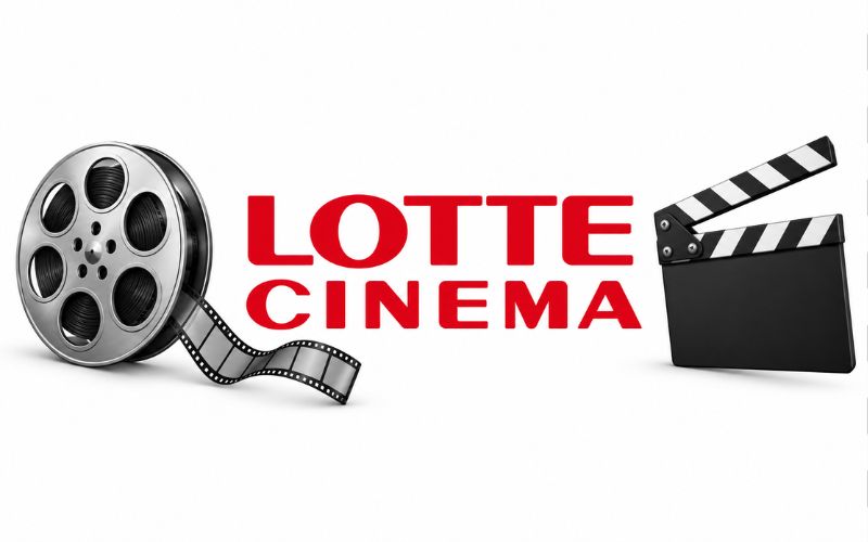 Logo Lotte Cinema kết hợp cuộn phim và bảng clapperboard