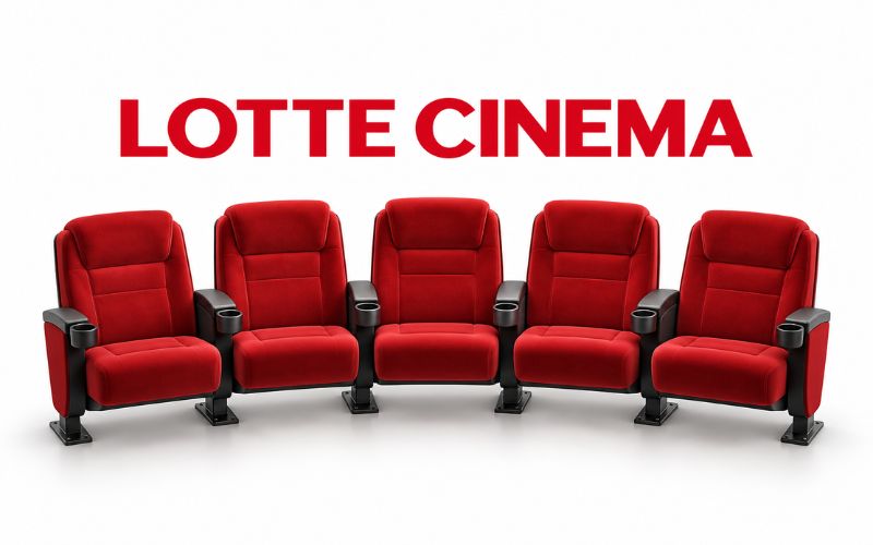 Logo Lotte Cinema kết hợp ghế rạp chiếu phim
