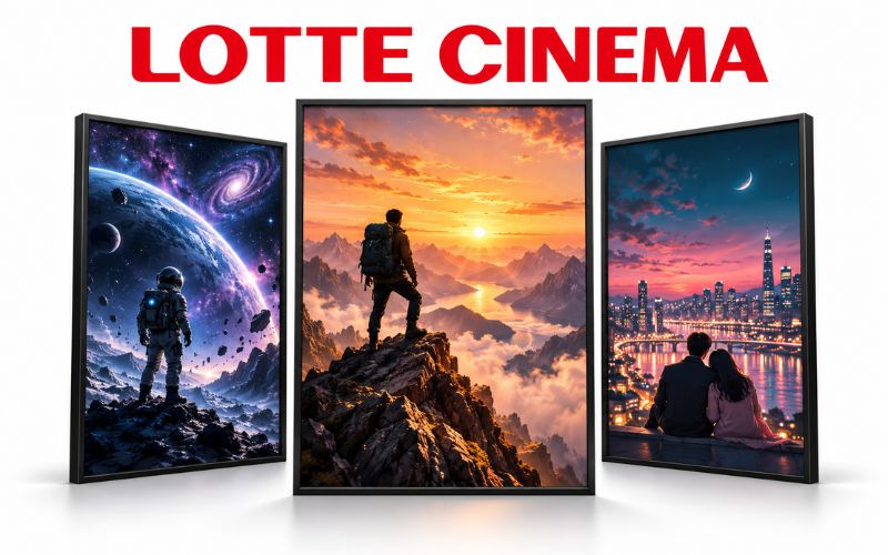 Logo Lotte Cinema kết hợp khung hình poster phim