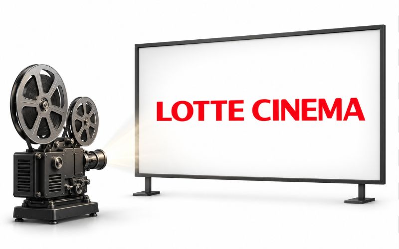 Logo Lotte Cinema kết hợp máy chiếu và màn ảnh