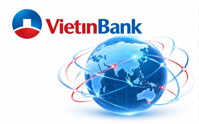 Logo VietinBank kết hợp địa cầu và đường nét kết nối