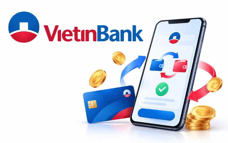 Logo VietinBank kết hợp điện thoại và giao dịch trực tuyến