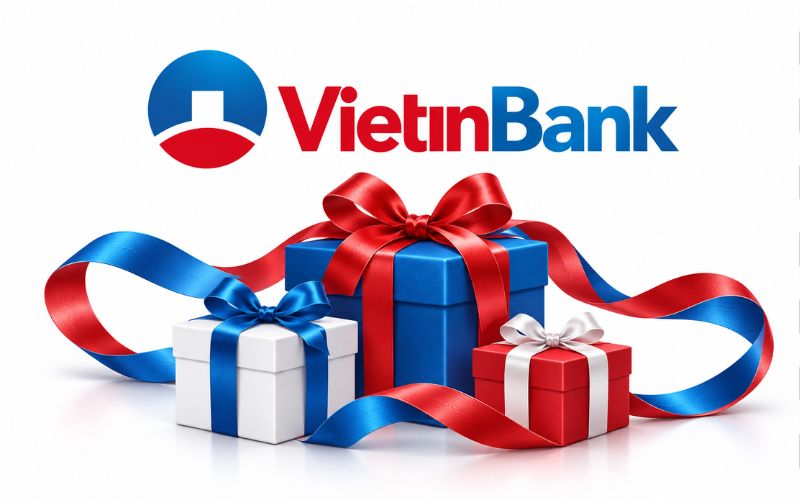 Logo VietinBank kết hợp hộp quà và ruy băng