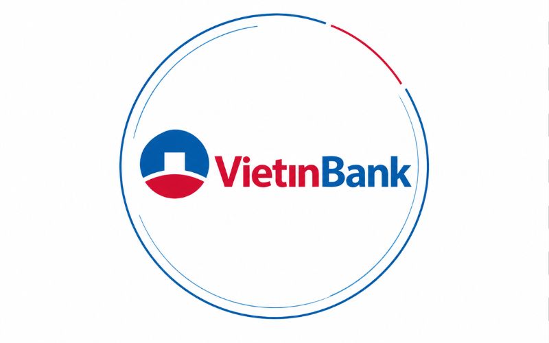 Logo VietinBank kết hợp khung tròn và đường viền tối giản