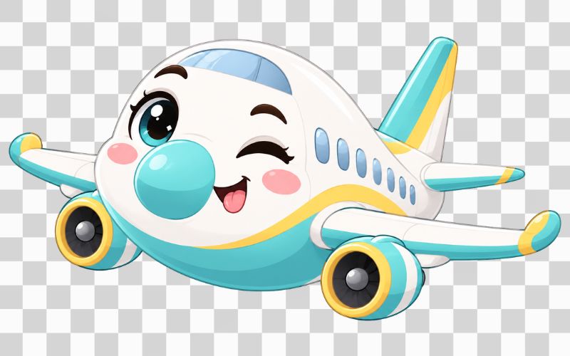 Máy bay vector chibi với biểu cảm ngộ nghĩnh