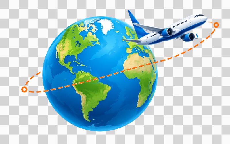 Máy bay vector kết hợp địa cầu và đường bay