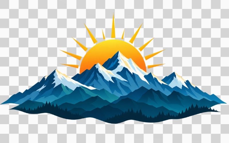 Núi vector kết hợp mặt trời mọc