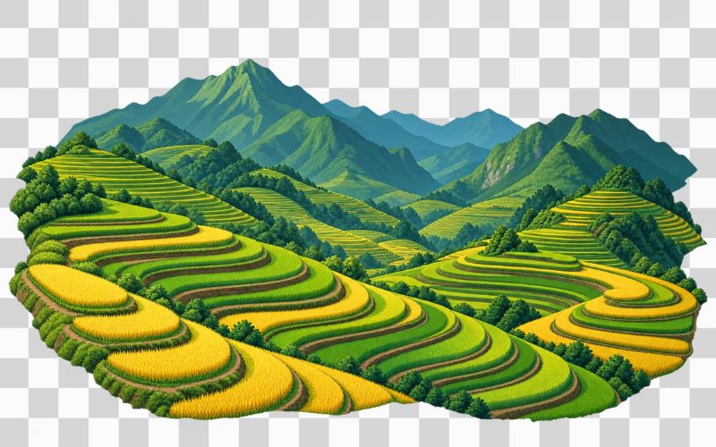 Núi vector kết hợp ruộng bậc thang