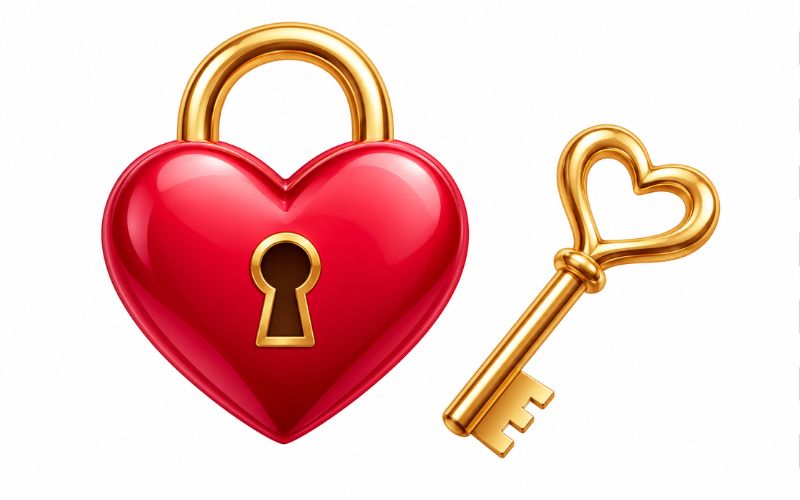 Trái tim vector kết hợp ổ khóa và chìa khóa