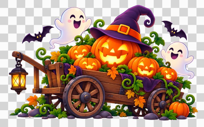 Xe chở bí ngô Halloween